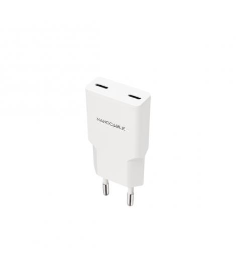 Nanocable Cargador de Pared 2xUSB-C/PD 30W - Color Blanco