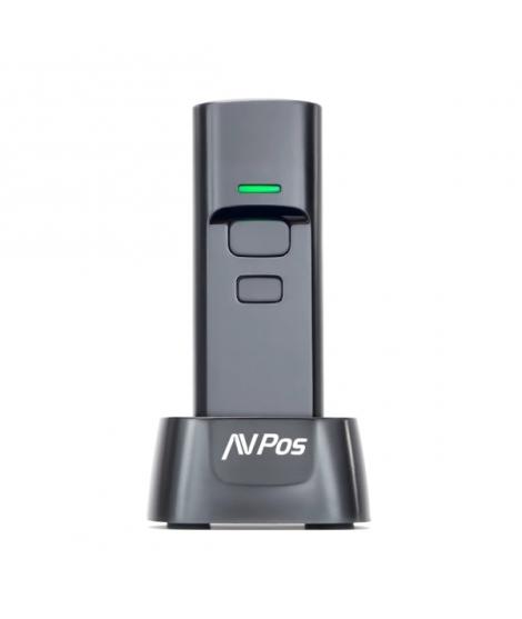 AVPos BT03 Lector de Codigos Portatil - Códigos 1D, 2D y QR - USB, Wireless 2.4 y Bluetooth - 1100mAh - Base Incluida - Color Ne