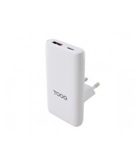 Tooq Adaptador de Viaje - Compatibilidad con EU, KR, UK - Tecnologia GaN 65W - Puerto USB-C PD y USB-A QC - Color Blanco