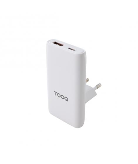 Tooq Adaptador de Viaje - Compatibilidad con EU, KR, UK - Tecnologia GaN 65W - Puerto USB-C PD y USB-A QC - Color Blanco