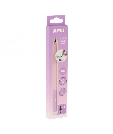 Apli Infinite Pencil Nordik Pack de Lapiz Infinito HB + Mina de Recambio + Tapon Protector - Para Escribir hasta 16km - Color Li