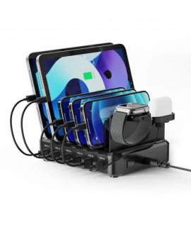 Ewent EW1335 Estacion de Carga - 2x USB-A y 4x USB-C - 130W PD3.0 - 7 Divisores Extraibles - Proteccion contra sobrecarga, sobre