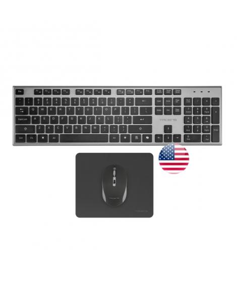 Tacens Zenith Combo Pack Inalabrico de Teclado Completo + Raton y Alfombrilla - Disposicion Internacional QWERTY US - Teclas Sil