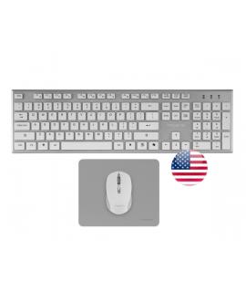 Tacens Zenith Combo Pack Inalabrico de Teclado Completo + Raton y Alfombrilla - Disposicion Internacional QWERTY US - Teclas Sil