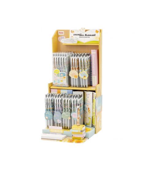 Pentel Energel Kawaii Expositor con 72 Boligrafos de Tinta Gel Retractiles 0.5mm - Trazo 0.25mm - Recargable - Grip de Agarre - 