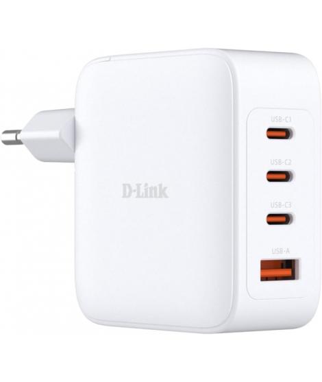 D-Link Cargador de Pared GaN de 100W - 3 USB-C y 1 USB-A - Color Blanco