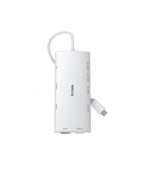 D-Link DUP-A01 Hub USB-C 10 en 1 - 3x USB-C, 2x USB-A, 2x HDMI 4K, 1x RJ45, 1x Lector SD, 1x Lector MicroSD, 100W - Color Blanco