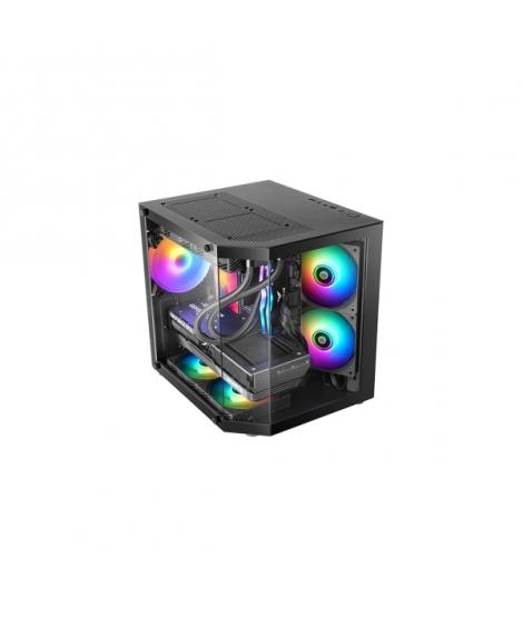 Mars Gaming MC-3TLITE Minitorre Ultracompacta - Ventilador de 120mm FRGB Integrado - Triple Cristal Templado - Soporte MicroATX/