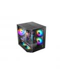 Mars Gaming MC-3TLITE Minitorre Ultracompacta - Ventilador de 120mm FRGB Integrado - Triple Cristal Templado - Soporte MicroATX/