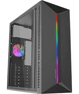 Mars Gaming MC-BLAZE Caja Torre ATX - Ventilador Trasero FRGB - Ventana Lateral de Cristal Templado - Tira Frontal LED - 7 Ranur