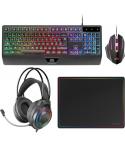 Mars Gaming MCP124PRO Combo Pack Gaming 4en1 - Teclado Hibrido H-Mech - Disposicion Portuguesa QWERTY PT - Raton 3200dpi - Alfom