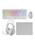 Mars Gaming MCP124PRO Combo Pack Gaming 4en1 - Teclado Hibrido H-Mech - Disposicion Francesa AZERTY FR - Raton 3200dpi - Alfombr