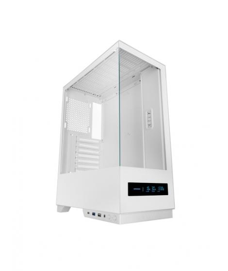 Mars Gaming MC-PULSAR Caja Torre ATX - Doble Cristal Templado - Pantalla LCD - Gestion de Cables - 453x350x196mm - Color Blanco