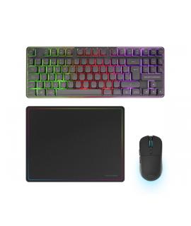 Mars Gaming MCPWTKL Combo Pack Gaming 3en1 - Teclado Hibrido H-Mech Formato TKL - Disposicion QWERTY ES - Raton 3200dpi - Switch