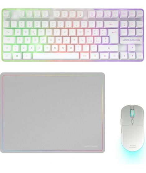 Mars Gaming MCPWTKL Combo Pack Gaming 3en1 - Teclado Hibrido H-Mech Formato TKL - Disposicion Portuguesa QWERTY PT - Raton 3200d