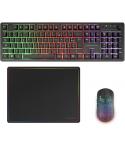 Mars Gaming MCPWX Combo Pack Gaming 3en1 - Teclado Hibrido H-Mech - Disposicion Francesa AZERTY FR - Raton 3200dpi - Switches HU