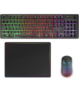 Mars Gaming MCPWX Combo Pack Gaming 3en1 - Teclado Hibrido H-Mech - Disposicion Portuguesa QWERTY PT - Raton 3200dpi - Switches 