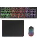 Mars Gaming MCPWX Combo Pack Gaming 3en1 - Teclado Hibrido H-Mech - Disposicion Internacional QWERTY US - Raton 3200dpi - Switch