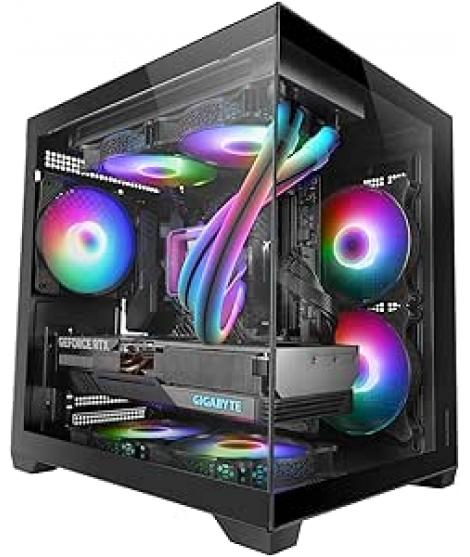 Mars Gaming MC-VIEW2 Minitorre Ultracompacta - Ventilador de 120mm FRGB Trasero - Soporte MicroATX/Mini-ITX - Soporta Refrigerac