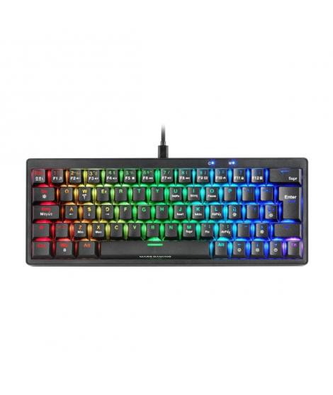 Mars Gaming MKMINIPRO Teclado Compacto Hibrido H-Mech - Switch SKN Azul - Disposicion Internacional QWERTY US - Iluminacion RGB 
