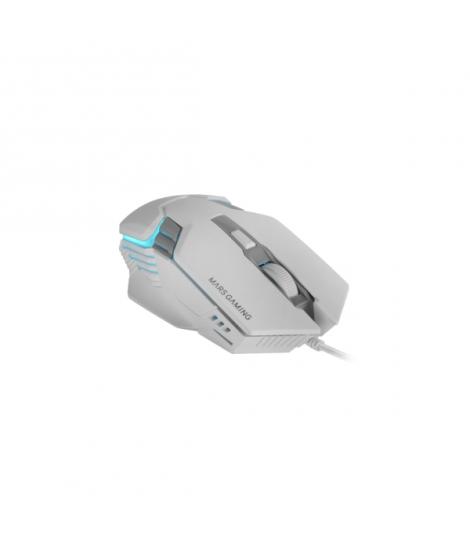 Mars Gaming MM024 Raton Gaming Optico - Sensor 4000dpi - Switches HUANO - Iluminacion RGB - 127x73x35mm - Color Blanco