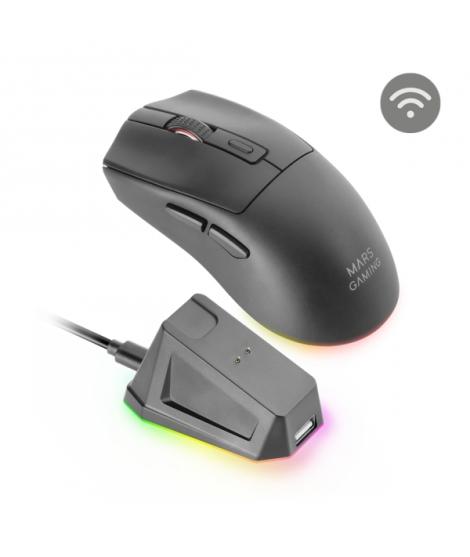 Mars Gaming MM-T3 Raton Inalambrico Ultraligero - 14400dpi - Bluetooth 5.0 - Rf 2.4Ghz - Switches HUANO - Base con Luces RGB - 7