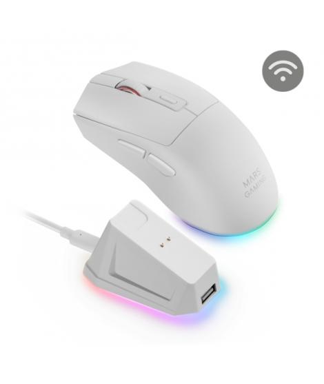 Mars Gaming MM-T3 Raton Inalambrico Ultraligero - 14400dpi - Bluetooth 5.0 - Rf 2.4Ghz - Switches HUANO - Base con Luces RGB - 7
