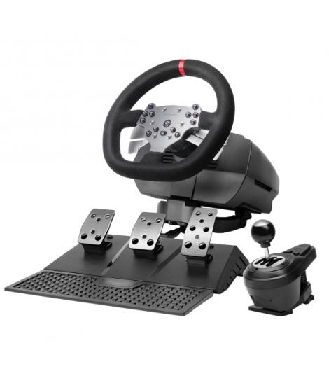 Mars Gaming MWH-RSX Juego de Volante y Pedalera de Carreras - Retroalimentacion de Fuerza 3.2Nm - 3 Pedales con Resistencia Prog