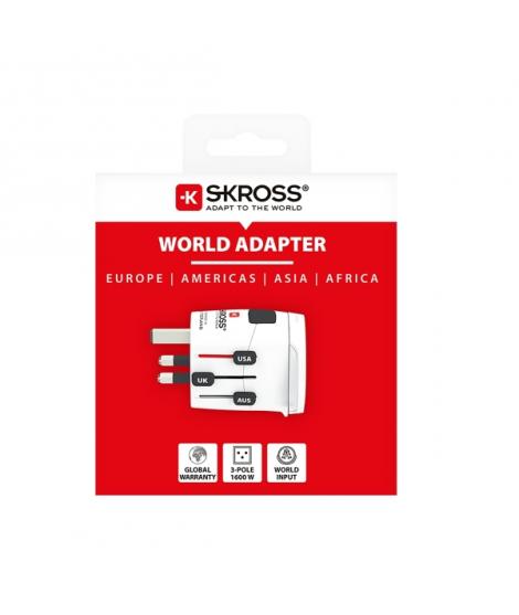 Skross Adaptador Universal de Viaje - Mas de 200 Paises - 250V, 6,3A - Color Blanco