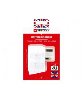 Skross Adaptador de Viaje de Europa a Reino Unido con 2 USB-A - Color Blanco