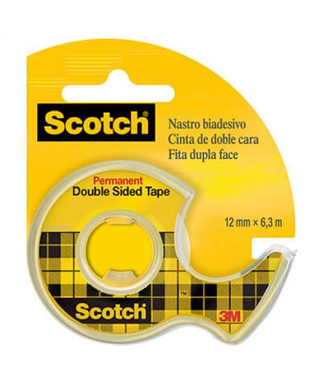 Scotch Cinta Adhesiva de Doble Cara en Dispensador 12mmx6.3m - Adhesivo Permanente - Multiples Usos - Practico Dispensador - 710