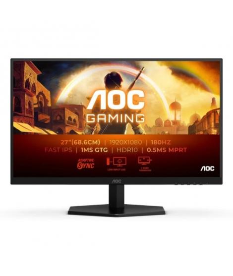 AOC 27G42E Monitor 27" LED FastIPS FHD 180Hz - Respuesta 1ms - HDMI, DisplayPort - VESA 100x100mm - Color Negro