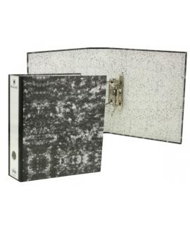 Bismark Archivador A-Z Jaspeado A4 Lomo 75mm - Carton Forrado - Tarjetero en el Lomo - Mecanismo de Palanca - Color Negro Jaspea