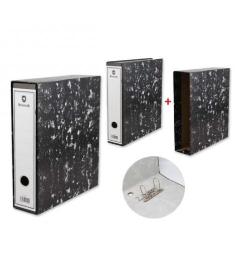 Bismark Archivador A-Z Jaspeado A4 con Funda - Lomo 75mm - Carton Forrado - Tarjetero en el Lomo - Mecanismo de Palanca - Color 