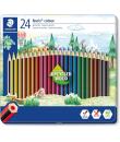 Staedtler Noris Colour 185 Caja Metalica con 24 Lapices Hexagonales de Colores - Fabricados en Wopex - Muy Resistentes - Madera 