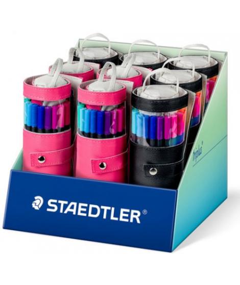 Staedtler Triplus Fineliner 334 Expositor con 9 Packs Enrollables de 20 Rotuladores Punta Fina - Trazo 0.3 mm aprox. - Tinta Bas