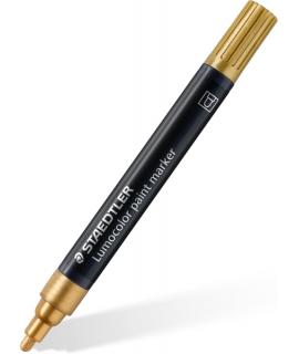 Staedtler Lumocolor 349 Marcador Acrilico Permanente - Trazo 2.4 mm Aprox - Tinta Base de Agua - Color Oro