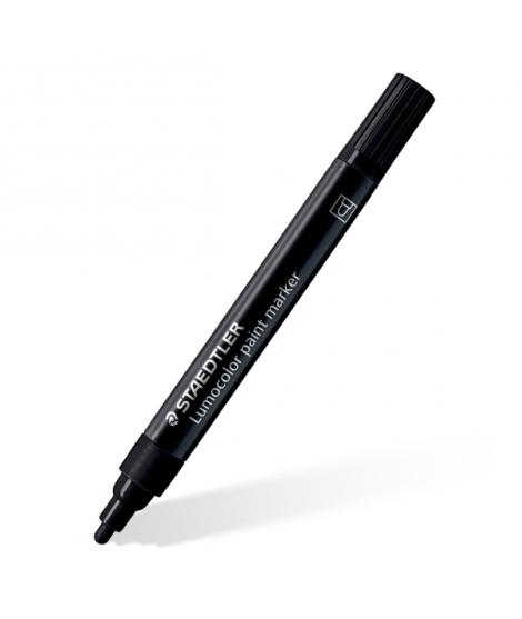 Staedtler Lumocolor 349 Marcador Acrilico Permanente - Trazo 2.4 mm Aprox - Tinta Base de Agua - Color Negro