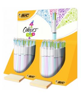 Bic 4 Colours Fun Expositor con 40 Boligrafos de Bola Retractil - Punta Media de 1.0mm - Tinta con Base de Aceite - Tinta de Col