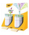 Bic 4 Colours Fun Expositor con 40 Boligrafos de Bola Retractil - Punta Media de 1.0mm - Tinta con Base de Aceite - Tinta de Col
