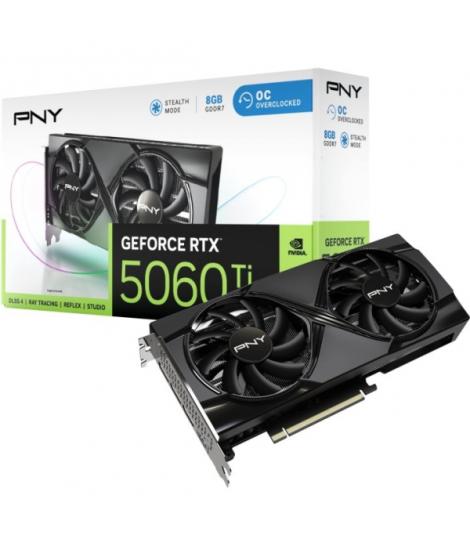 PNY GeForce RTX 5060 OC Tarjeta Grafica 8GB GDDR7 Overclocked, Dual Fan, 1X HDMI, 3X DisplayPorts
