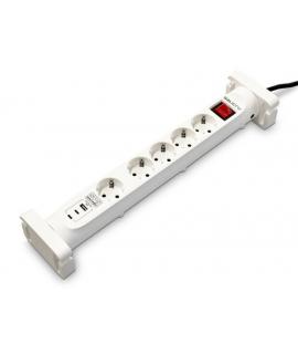 Salicru Regleta SPS SAFE 5S+ Protectores Electricos Activos de Ultima Generacion - 5 Tomas Schuko - 1xUSB-A, 2xUSB-C - Color Bla