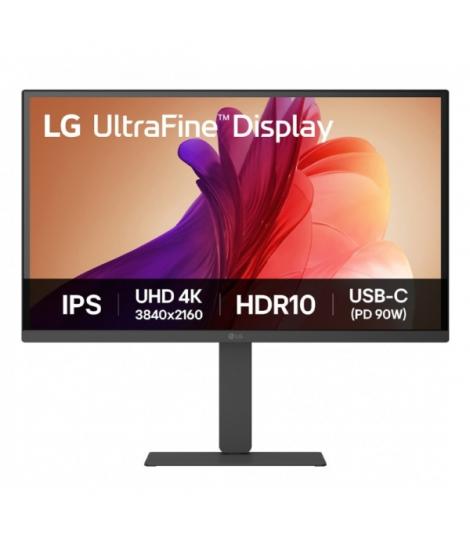LG Monitor LED 27" IPS UHD 4K 60Hz HDR 10 - Respuesta 5ms - Ajustable en Altura, Inclinable y Giratorio - Altavoces 2 x 5W - 16: