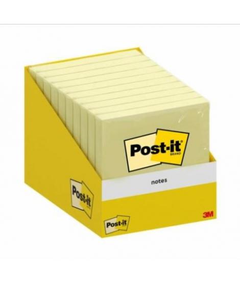 Post-It Pack de 10 Blocs de 100 Notas Adhesivas Reposicionables - Forma Cuadrada - 76x76mm - Color Amarillo Claro