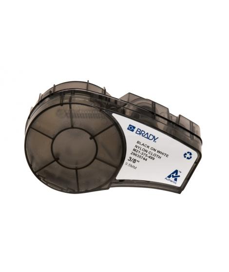 Brady M21-375-499 Cinta de Etiquetas Original Tela de Nylon - Texto Negro sobre Fondo Blanco - Ancho 9,53mm x 4,88m