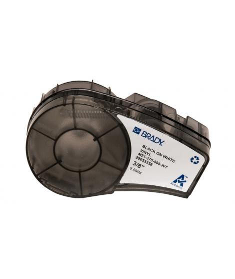 Brady M21-375-595-WT Cinta de Etiquetas Original Vinilo - Texto Negro sobre Fondo Blanco - Ancho 9,53mm x 6,40m