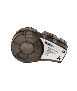 Brady M21-500-595-WT Cinta de Etiquetas Original Vinilo - Texto Negro sobre Fondo Blanco - Ancho 12,70mm x 6,40m