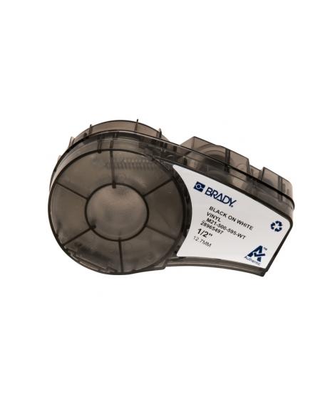Brady M21-500-595-WT Cinta de Etiquetas Original Vinilo - Texto Negro sobre Fondo Blanco - Ancho 12,70mm x 6,40m