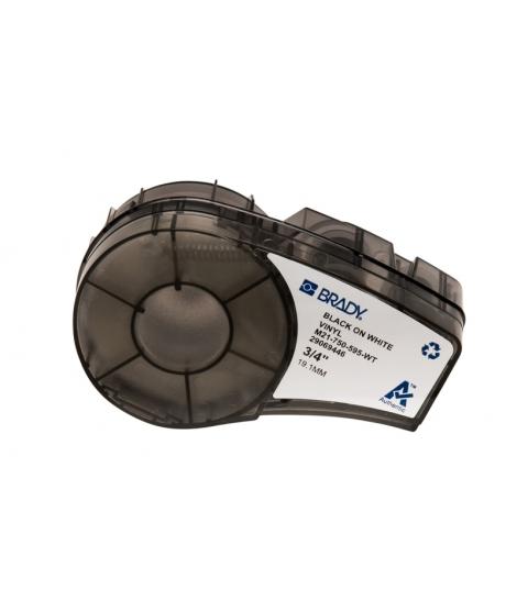 Brady M21-750-595-WT Cinta de Etiquetas Original Vinilo - Texto Negro sobre Fondo Blanco - Ancho 19,05mm x 4,88m