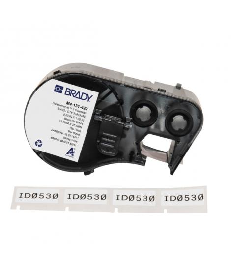 Brady M4-131-492 Cinta de Etiquetas Original Poliester Ultrafinas para Laboratorio - Texto Negro sobre Fondo Blanco - Ancho 25,4